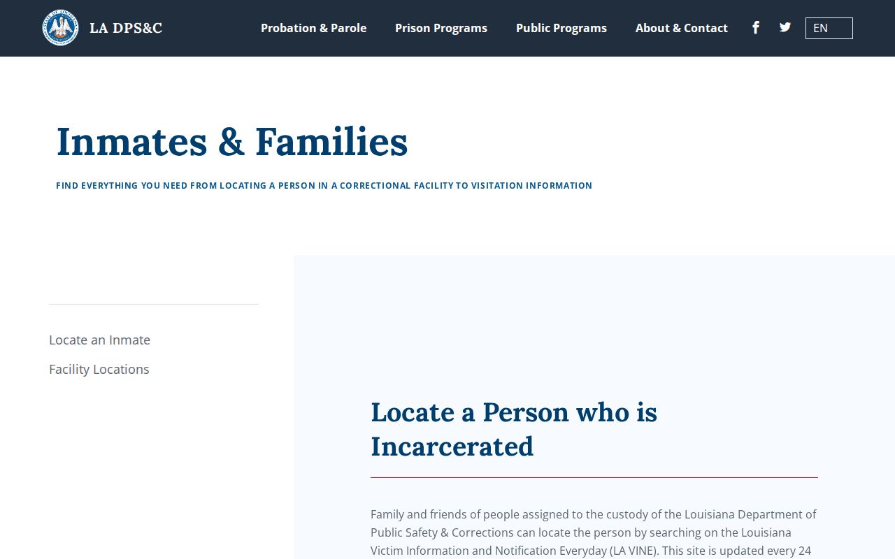 Louisiana DOC and VINE custody search instructions for Bienville Parish arrests